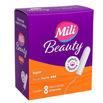 Absorvente interno Super Mili Beauty kit 2 caixas com 8