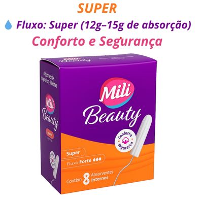 Absorvente interno Super Mili Beauty kit 2 caixas com 8