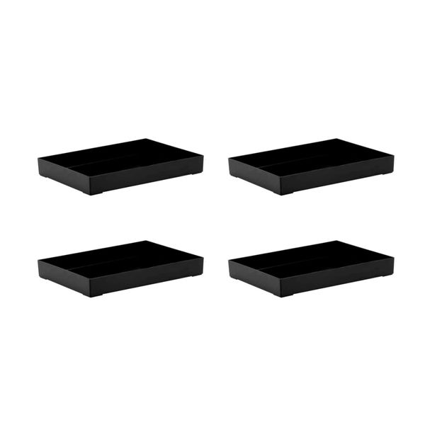 Bandeja Retangular Preta 17cm Servir Sushi Petiscos 4un