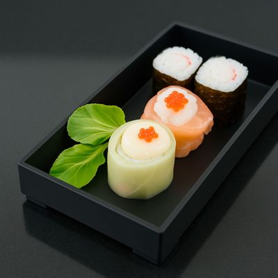 Bandeja Retangular Preta 17cm Servir Sushi Petiscos 4un