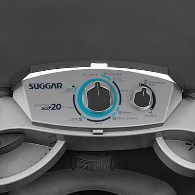 Lavadora de Roupas 20kg Suggar Lavamax Eco LE2001/2002PR com 6 Programas de Lavagem – Prata Prata / 110