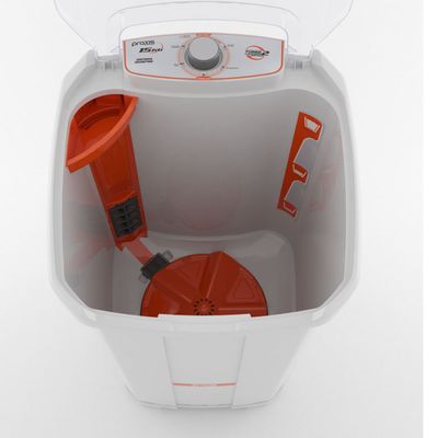 Lavadora de Roupa Semiautomática Tanquinho Inverter 15kg Sem Dreno Práxis Branco / 110v