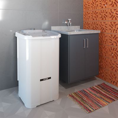 Lavadora de Roupa Semiautomática Tanquinho Sem Dreno Inverter 12kg Práxis Branco / 110v