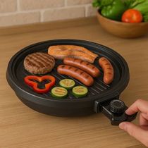 Grill Elétrico 220v Redondo Premium 1200w com Termostato