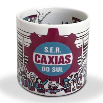 Caneca KazzaVip Cerâmica 360 ML Estádio S.E.R. Caxias Do Sul Licenciada Branco