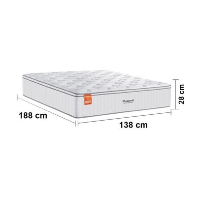 Colchão de Casal Inducol Montreal com Europillow e Revestimento em Tecido Malha 28x138x188cm - Branco