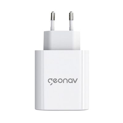 Carregador de Tomada Geonav Turbo Duo 48W com USB-A e USB-C para Celulares e Dispositivos Eletrônicos