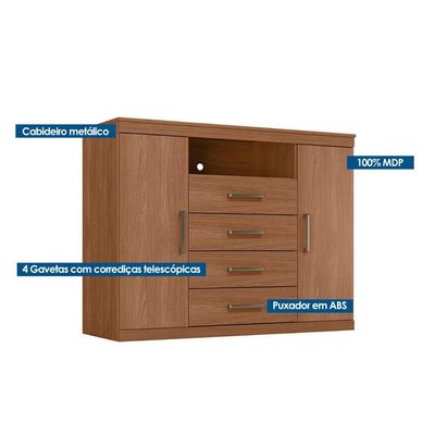 Quarto Completo Modu +1Cômoda QC320 Jatoba/Areia - Santos Andirá
