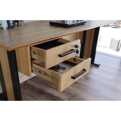 Mesa Computador ME-4193 c/ 2 Gavetas (1 c/ Chave) Amêndoa/Preto - Tecno Mobili
