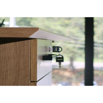 Mesa Computador ME-4193 c/ 2 Gavetas (1 c/ Chave) Amêndoa/Preto - Tecno Mobili