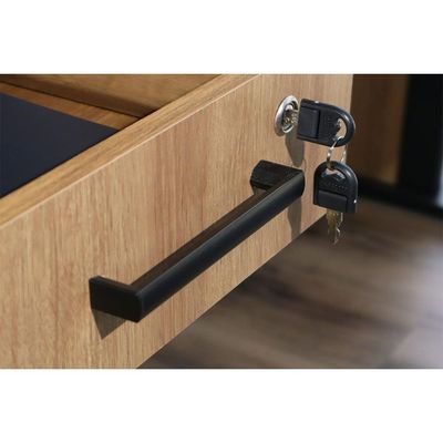 Mesa Computador ME-4193 c/ 2 Gavetas (1 c/ Chave) Amêndoa/Preto - Tecno Mobili