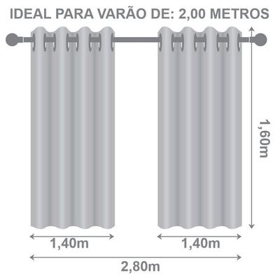 Cortina Blackout Cinza Com Voil Xadrez 2,80 M X 1,60 M 100% Poliéster - Avelã