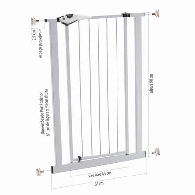 Grade para Porta - Portãozinho 70X90 CM Utimil EP200 em Aço Branco