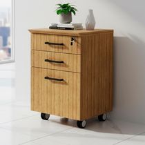 Gaveteiro Pasta Suspensa 2 Gavetas Rodízios E Chave 46 Cm Me4196 Amendoa Tecno Mobili Amendoa