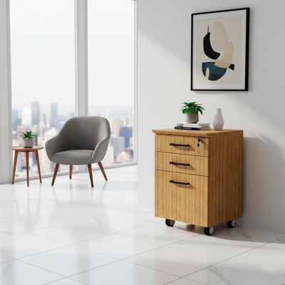 Gaveteiro Pasta Suspensa 2 Gavetas Rodízios E Chave 46 Cm Me4196 Amendoa Tecno Mobili Amendoa