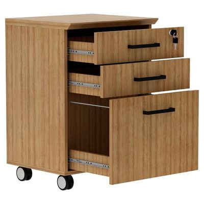 Gaveteiro Pasta Suspensa 2 Gavetas Rodízios E Chave 46 Cm Me4196 Amendoa Tecno Mobili Amendoa