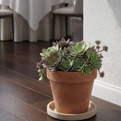 Prato Médio para Vaso de Planta Granito Areia Polietileno Tramontina Jardim Flor