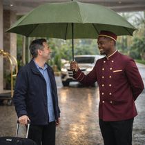 Guarda Chuva Grande Automático Maxi Fazzoletti para Portaria Recepção Hóteis Restaurantes Verde Luxo
