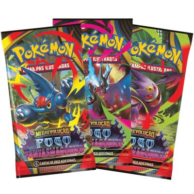 Blister Pokémon triplo Megaevolução Fogo Fantasmagórico 19 Cards