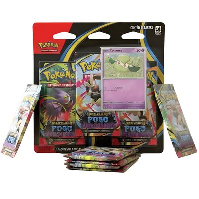 Blister Pokémon triplo Megaevolução Fogo Fantasmagórico 19 Cards