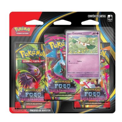Blister Pokémon triplo Megaevolução Fogo Fantasmagórico 19 Cards