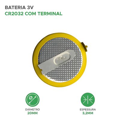 Kit com 5x Baterias CR2032 3V 2 terminais Chip Sce 010-0444