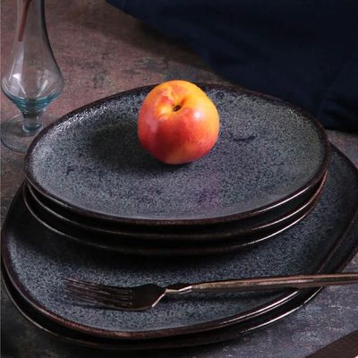 Conjunto de Pratos de Sobremesa Ovais Porto Brasil Orgânico Titanium 22,5cm - 6 peças