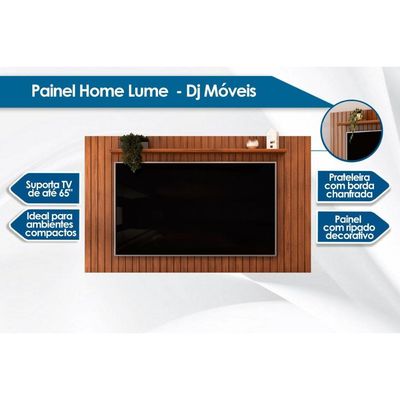Estante p/ Sala até 65 Pol Lume/Flow Ripado c/ Porta e Nichos 180x168cm Freijó/Off White - DJ Móveis