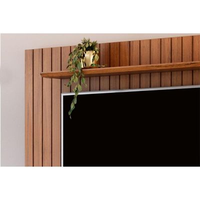 Estante p/ Sala até 65 Pol Lume/Flow Ripado c/ Porta e Nichos 180x168cm Freijó/Off White - DJ Móveis