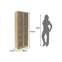 Armário Multiuso p/ Área Serviço AM-3112 c/ 2 Portas c/ Vidro Amêndoa - Tecno Mobili
