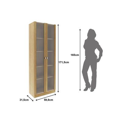 Armário Multiuso p/ Área Serviço AM-3112 c/ 2 Portas c/ Vidro Amêndoa - Tecno Mobili