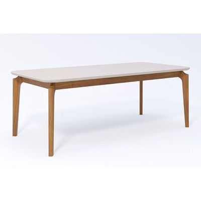 Mesa p/ Cozinha Ficus c/ Tampo Madeirado Vidro 210x100cm Carvalho/Off White - Cimol