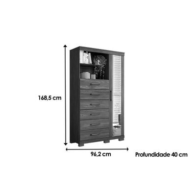 Quarto Completo Modu +Cômoda QC335 Jatoba/Areia - Santos Andirá