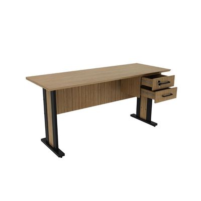 Mesa Computador Casal ME-4193 c/ 2 Gavetas (1 c/ Chave) Amêndoa/Preto - Tecno Mobili