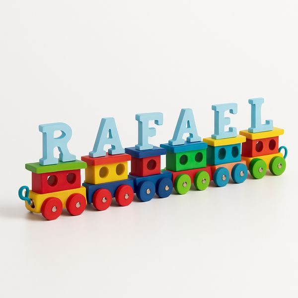 Trenzinho infantil Multicolorido Madeira Personalizado nome brinquedo
