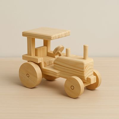 brinquedo infantil Trator Madeira Natural 2 peças 11x31