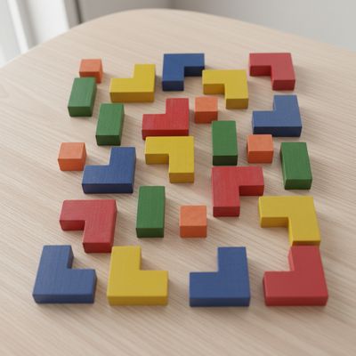 Blocos de Montar Multicoloridos em Madeira Educativos