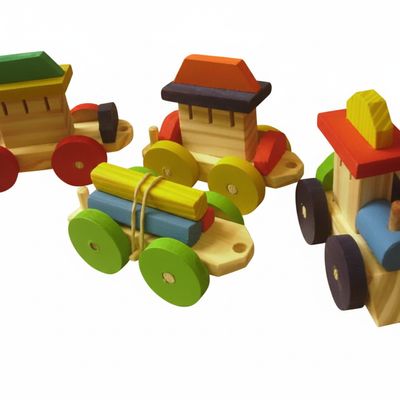 Trenzinho de Madeira Multicolorido 4 Peças Sem Pregos 10x45 brinquedo infantil