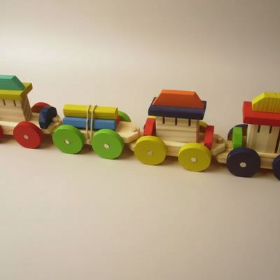 Trenzinho de Madeira Multicolorido 4 Peças Sem Pregos 10x45 brinquedo infantil
