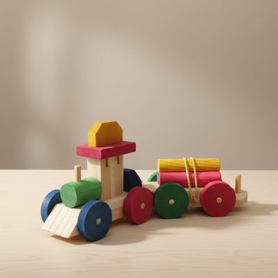 Trenzinho de Madeira com Nome Gravado 2 vagões brinquedo Decorativo