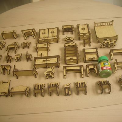 Kit Móveis Miniatura em MDF 36 Peças Montadas brinquedo montar