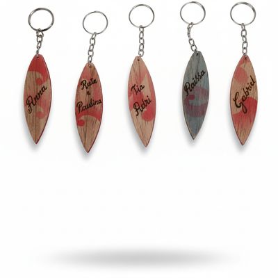 15 Chaveiros de Madeira Prancha de Surf Gravada Personalizada