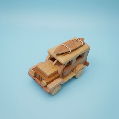 Jeep de Madeira com Rack e Prancha Decorativo