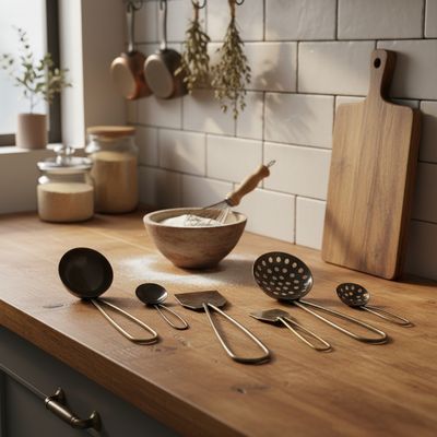 Kit Mini Utensílios de Cozinha –15 Peças em Metal