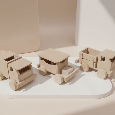 Bloco Montar Kit Trio Alegria Cru Caminhão de Madeira para Montar