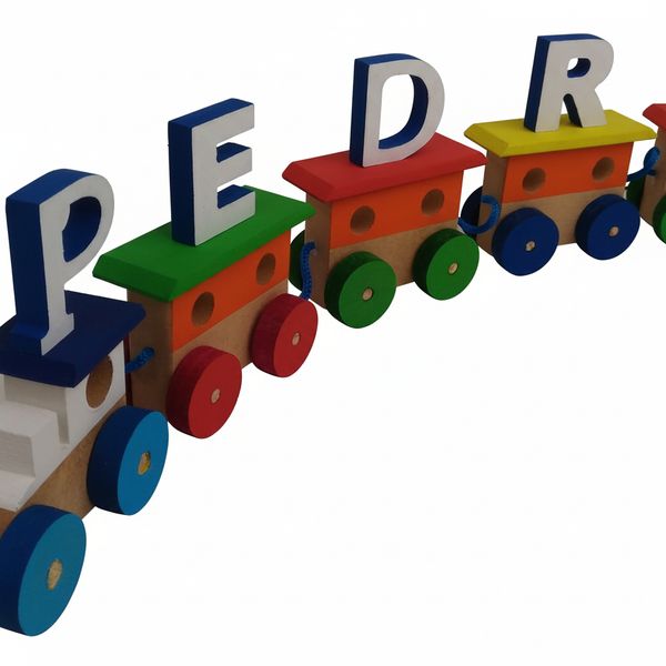 Trenzinho Pedro Multicolorido em MDF Personalizado