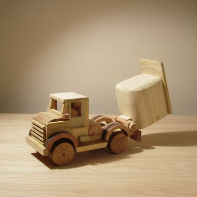 Caminhão Basculante Madeira Brinquedo Artesanal 15x22