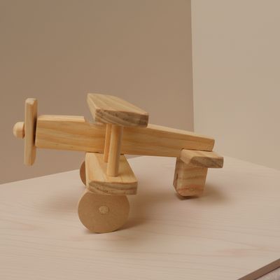 Avião infantil Madeira Pinus Cru MDF Colori Sem Pregos 15x17