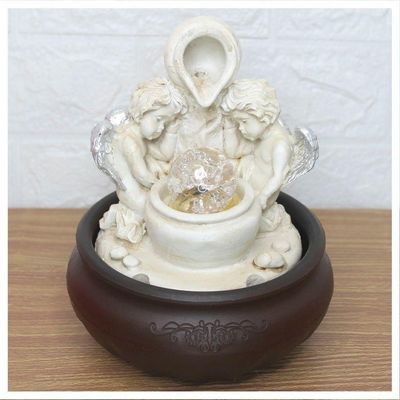 Fonte De água Decorativa Cascata Anjos Luz De Led Bivolt