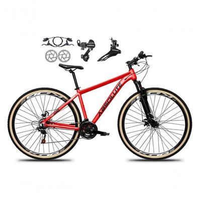 Bicicleta Aro 29 Absolute Nero 5 Alumínio 24v Câmbios Shimano Freio A Disco Hidráulico vermelho